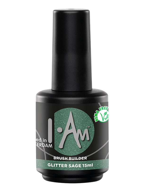 Gradivna baza za nokte I.Am Brush Builder Glitter Sage 15ml