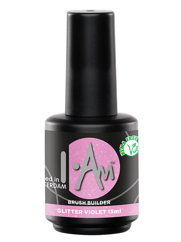 Gradivna baza za nokte I.Am Brush Builder Glitter Violet 15ml