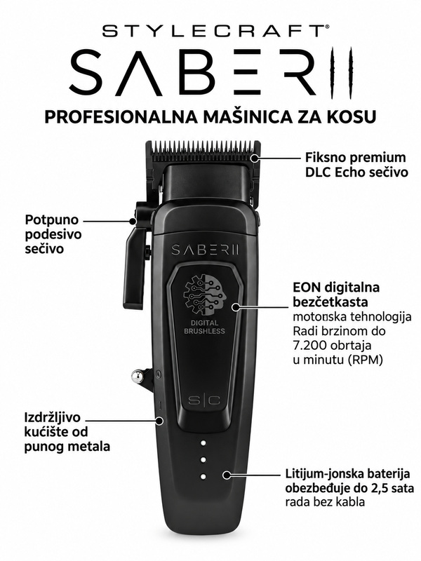 Mašinica za šišanje StyleCraft Saber 2.0