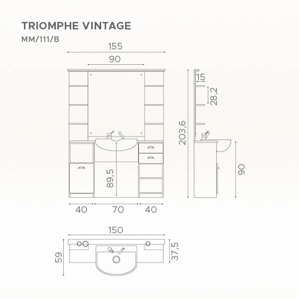 Frizerska radna stanica Salon Ambience "Triomphe Vintage"
