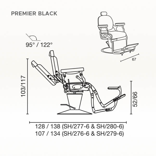 Berberska stolica Salon Ambience "Premier Black"