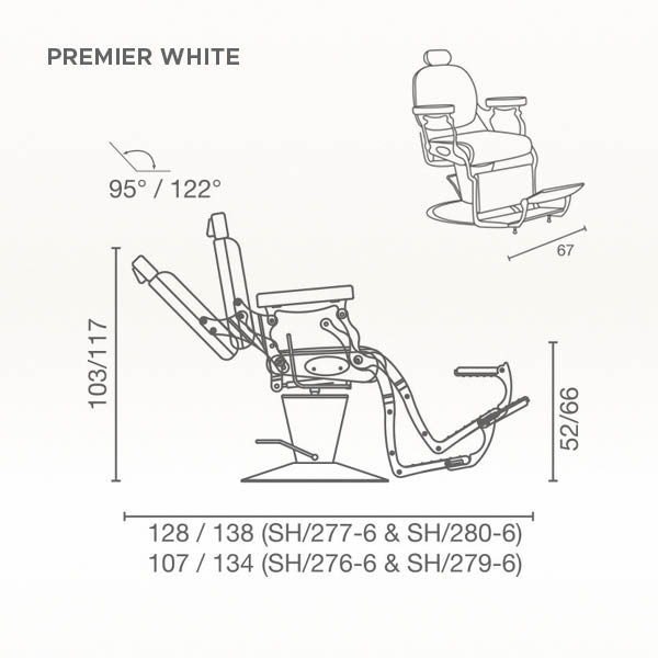 Berberska stolica Salon Ambience "Premier White"